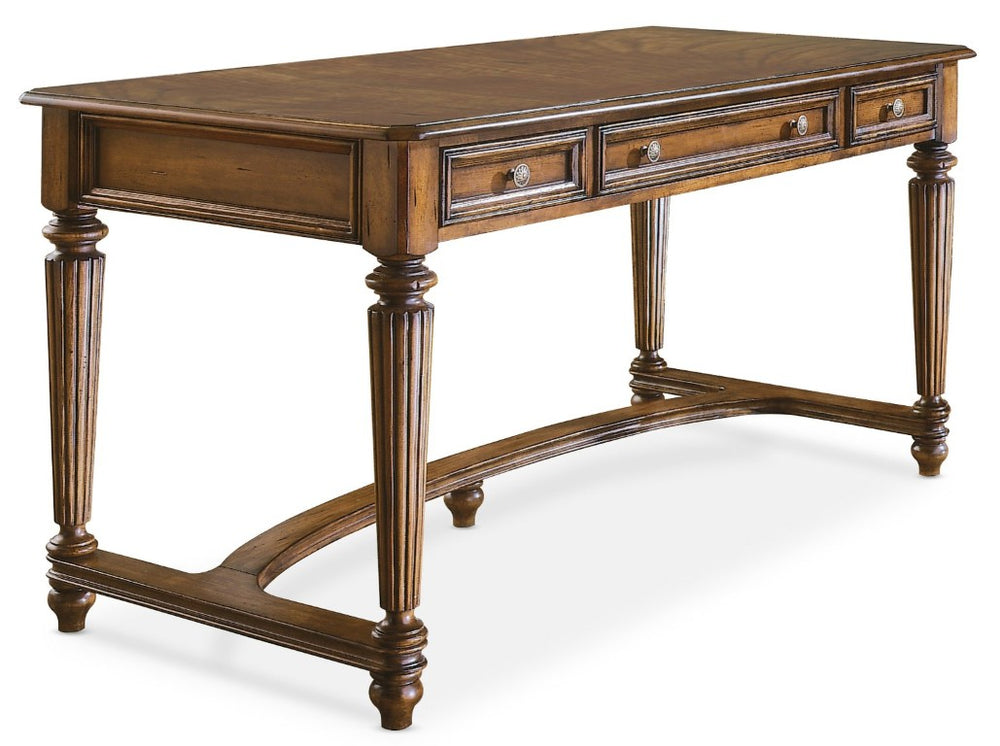 Hooker Furniture Brookhaven Distressed Cherry Console Desk With Fluted Legs, Keyboard Drawer & Integrated Power, 60" 281-10-458