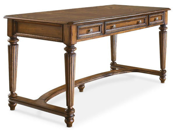 Hooker Furniture Brookhaven Distressed Cherry Console Desk With Fluted Legs, Keyboard Drawer & Integrated Power, 60" 281-10-458