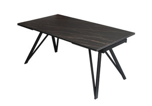 VIG Furniture Bobby Extendable Black Ceramic Dining Table With Marble-Look Top, Metal Base, Seats 6–8, Scratch-Resistant VGYF-DT8936-BLK-DT