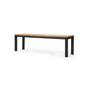 English Elm Lindsey Outdoor Acacia Wood Slat Bench with Metal Base for Patio and Garden Spaces 71986.00
