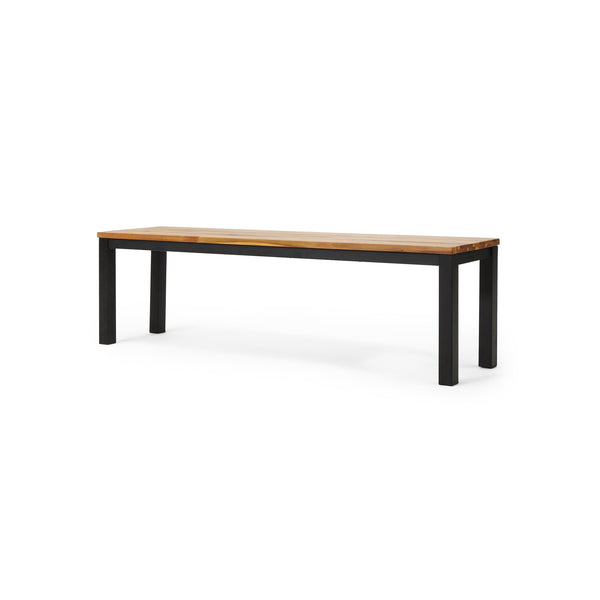 English Elm Lindsey Outdoor Acacia Wood Slat Bench with Metal Base for Patio and Garden Spaces 71986.00