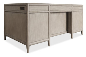 Hooker Furniture Burnham Junior Executive Desk With Distressed Alder Veneer, Locking File Drawers & Full-Extension Slides Gray 5921-10660-90
