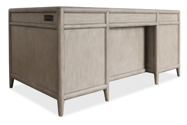 Hooker Furniture Burnham Junior Executive Desk With Distressed Alder Veneer, Locking File Drawers & Full-Extension Slides Gray 5921-10660-90