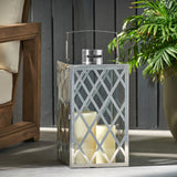 Christopher Knight Home® - Noble House - Ashuelot Outdoor 18" Modern Stainless Steel Lantern