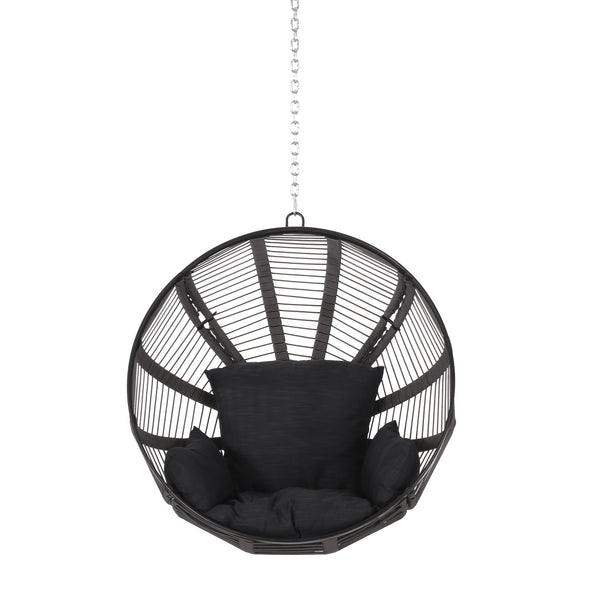 English Elm Christopher Knight Home® - WASHINGTON Therese Rope Weave Hanging Chair with 8ft Chain, Water-Resistant Cushions, Indoor/Outdoor Comfort 71223.00GBLK