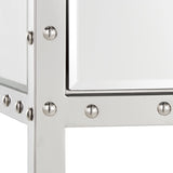 Homelegance By Top-Line Greyson Riveted Stainless-Steel Mirrored Accent Table Steel Stainless steel