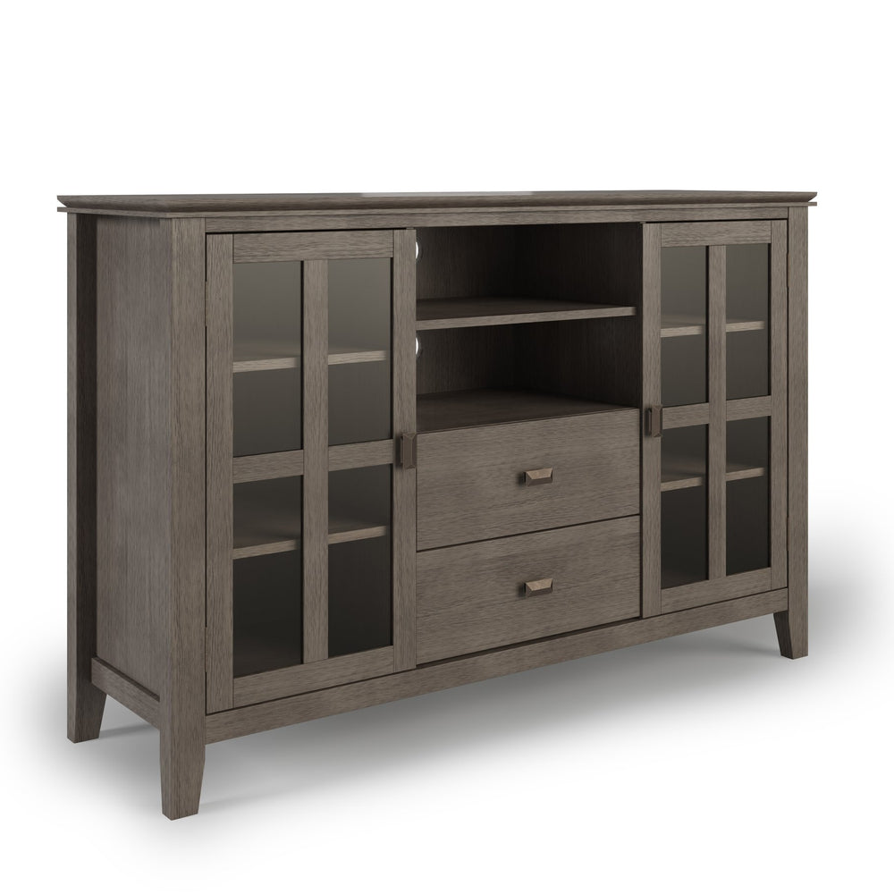 English Elm Artisan Tall Tv Media Stand In Farmhouse Grey - Handcrafted Solid Wood With Ample Storage & Style B136P158407