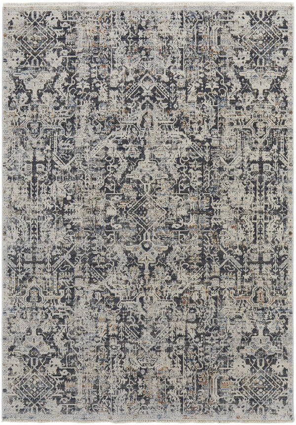 Feizy Rugs Kaia Luxurious Distressed Area Rug - Durable Soft Polypropylene Blend For High Traffic Homes Ivory,Gray,Taupe Polypropylene,Viscose,Polyester Kai39hufnvybgeh18
