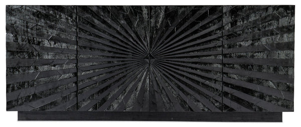 Hooker Furniture Commerce Solid Wood Open Space Entertainment Console – Transparent Black Grain, Ventilated Storage, Fits 75" Tv, 78" W 7228-55027-99