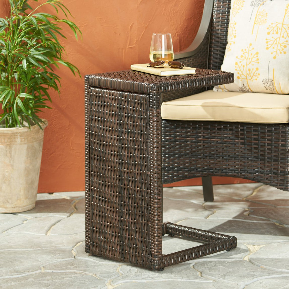 English Elm Christopher Knight Home® - BUCHAREST End Table — Weather-Resistant PE Rattan Side Table in Mixed Brown, U-Shaped Space-Saver (90) 57663.00