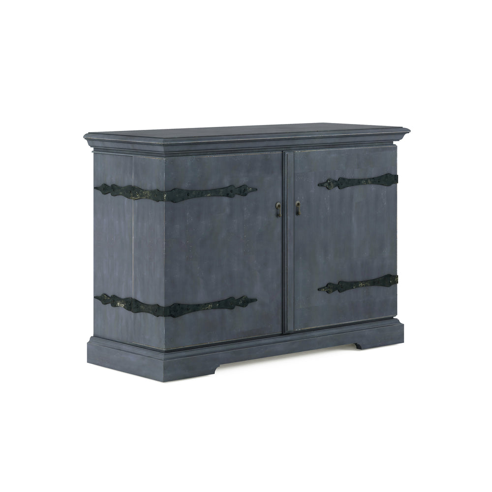 A.R.T. Furniture Alcove Bar Cabinet In Slate Finish - Elegant Acacia & Maple Design With Wine Rack & Storage Solutions Blue Acacia Solids,Maple Veneers,Metal 321253-2821