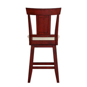 Homelegance By Top-Line Juliette Panel Back Counter Height Wood Swivel Chair Red Rubberwood