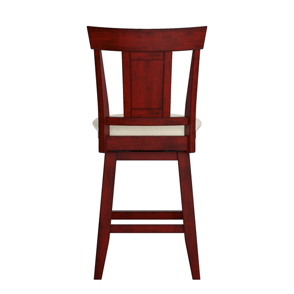 Homelegance By Top-Line Juliette Panel Back Counter Height Wood Swivel Chair Red Rubberwood