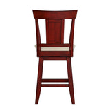 Homelegance By Top-Line Juliette Panel Back Counter Height Wood Swivel Chair Red Rubberwood