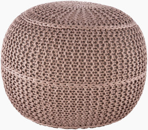 Surya Dita Modern Outdoor Pouf - 14"H X 20"W X 20"D Durable Knitted Accent For Patio & Porch Comfort Medium Gray Polyester,Polyester,Polybeads Dtpf003-202014
