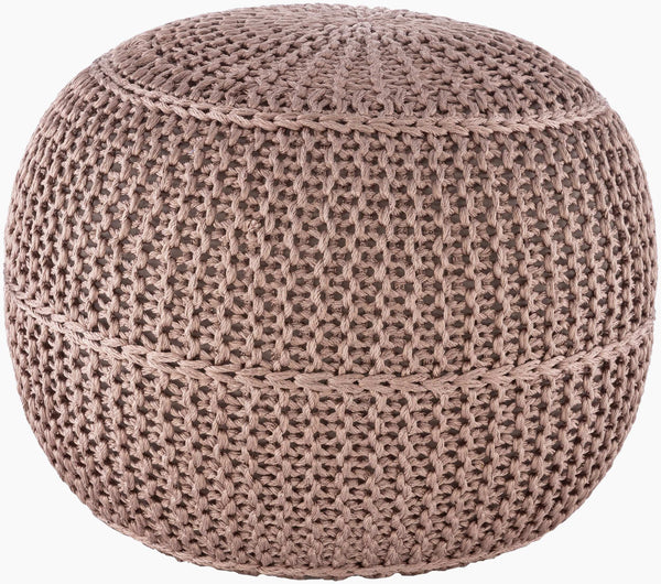 Surya Dita Modern Outdoor Pouf - 14"H X 20"W X 20"D Durable Knitted Accent For Patio & Porch Comfort Medium Gray Polyester,Polyester,Polybeads Dtpf003-202014