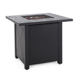 Christopher Knight Home® - Noble House - Elwick Outdoor 40,000 Btu Iron Square Fire Pit, Black