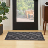 Nourison Easy Care NES01 Machine Made Flat Weave Solid Border Indoor/Outdoor Modern Outdoor Rug Charcoal Black, Charcoal Black 84% Polypropylene,16% Polyester 99446040138