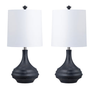 Crestview Collection 27.75"H Dax Resin Table Lamp - Rustic Matte Black Gourd Design With Tapered Linen Shade For Style   Cvavp1911