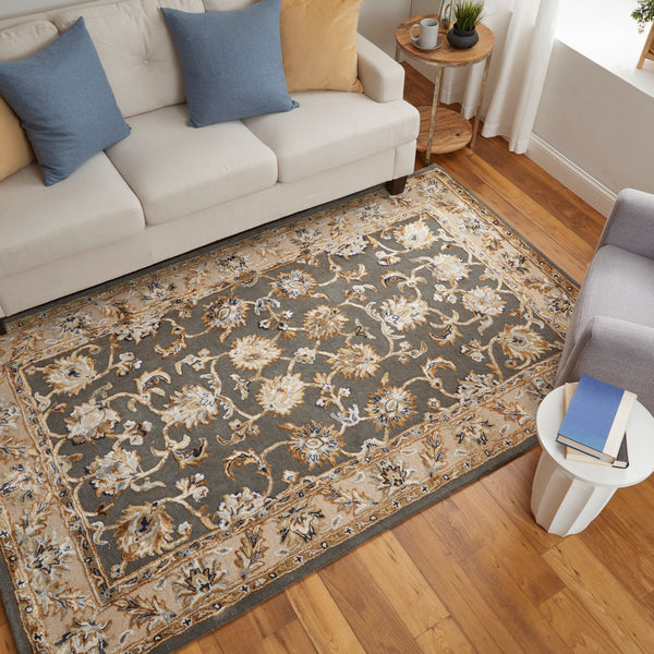 Feizy Rugs Prescott Hand-tufted Floral Rug In Earth Tones - Traditional Persian Design For Elegant Spaces Taupe,Tan,Ivory Viscose,Wool Pct8939fsagbgee10