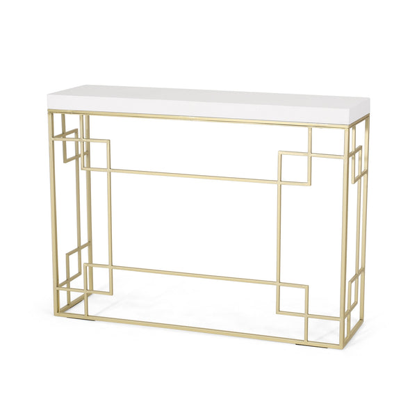 English Elm Christopher Knight Home® - CONSOLE Gold Geometric Console Table with MDF Top and Metal Open Frame — Modern Glam Accent for Hallway 71551.00