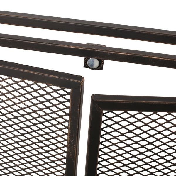 English Elm Christopher Knight Home® - FIREPLACE Samantha Iron Screen with Matte Finish, Handcrafted Mesh Guard, Dual Doors & Sleek Frame Black+Gold 67721.00BBGLD