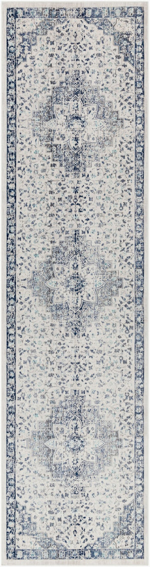 Livabliss Dublin Traditional Polypropylene Area Rug Turkish Woven Low Pile Entryway Accent Light Blue, Nav 2'9" x 10'2" DUB2302-29103