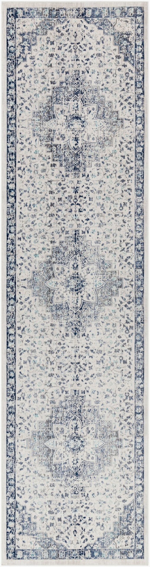 Livabliss Dublin Traditional Polypropylene Area Rug Turkish Woven Low Pile Entryway Accent Light Blue, Nav 2'9" x 10'2" DUB2302-29103