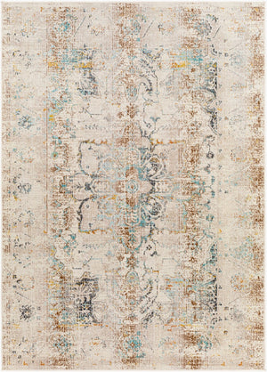 Livabliss Dublin Traditional Machine Woven Polypropylene Rug for Entryways and High Traffic Areas Taupe, Aqua 3'11" x 5'7" DUB2307-31157