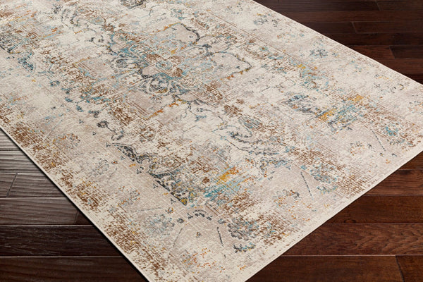 Livabliss Dublin Traditional Machine Woven Polypropylene Rug for Entryways and High Traffic Areas Taupe, Aqua 3'11" x 5'7" DUB2307-31157