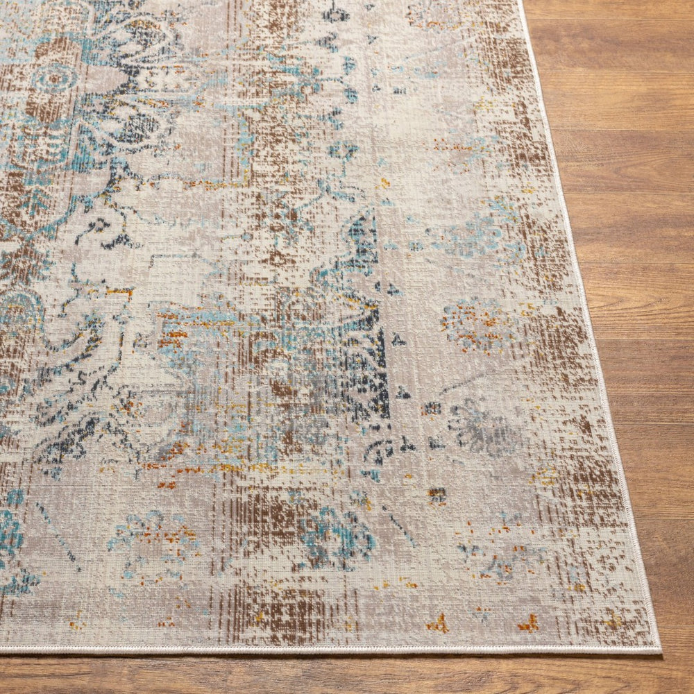 Livabliss Dublin Traditional Machine Woven Polypropylene Rug for Entryways and High Traffic Areas Taupe, Aqua 3'11" x 5'7" DUB2307-31157
