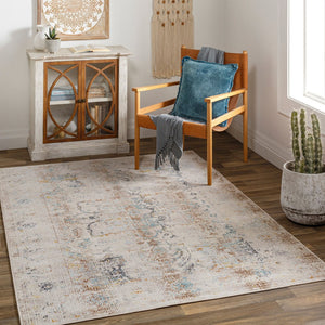Livabliss Dublin Traditional Machine Woven Polypropylene Rug for Entryways and High Traffic Areas Taupe, Aqua 3'11" x 5'7" DUB2307-31157