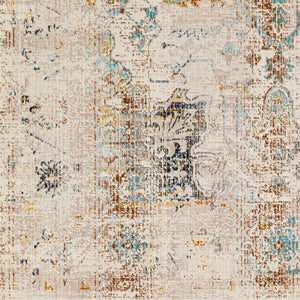 Livabliss Dublin Traditional Machine Woven Polypropylene Rug for Entryways and High Traffic Areas Taupe, Aqua 3'11" x 5'7" DUB2307-31157