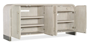 Hooker Furniture Modern Mood Buffet With Raffia-Wrapped Doors, Quartered Oak Veneers, Integrated Power & Soft-Close Storage Light Brown 6850-75900-80