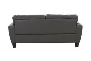 Porter Designs Porter Trento Charcoal Gray Top Grain Leather Sofa With Tufted Back & Flared Arms For Comfort Gray Leather 02-189-01-4098