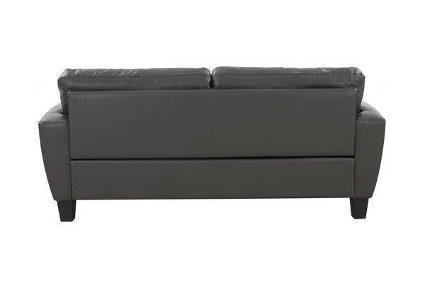 Porter Designs Porter Trento Charcoal Gray Top Grain Leather Sofa With Tufted Back & Flared Arms For Comfort Gray Leather 02-189-01-4098