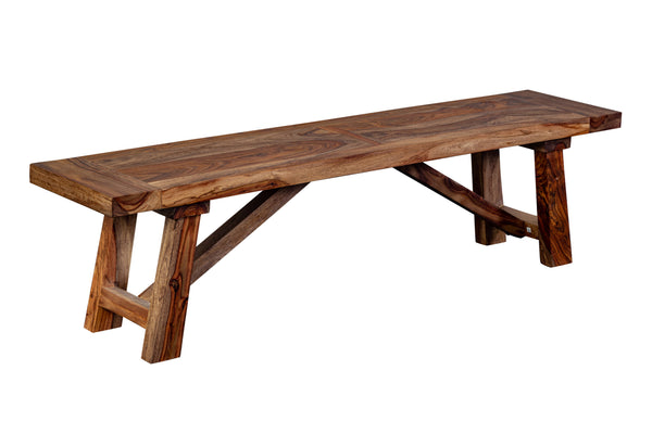 Porter Designs Kalispell Solid Sheesham Wood Dining Bench – Handcrafted Elegance For Your Home Brown Wood 07-196-13-2439