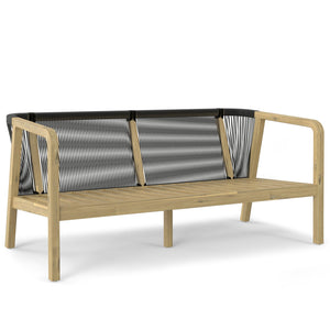 English Elm Palmetto Outdoor Sofa in Stone Grey — Handcrafted Acacia Frame, Weather-Resistant Fabric Cushions, 58" Wide Comfortable Seating B136P159956