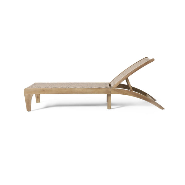 English Elm Christopher Knight Home® - BENFIELD Chaise Lounge Light Brown Wicker with Acacia Wood Frame, Weather-Resistant Reclining Comfort 73261.00MLBRN