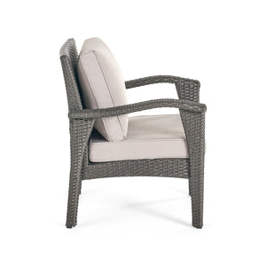 English Elm Christopher Knight Home® - HONOLULU Woven Rattan Club Chair Set — Durable PE Rattan & Iron Frame, Waterproof Fabric, Cozy Seating Grey+Silver 52918.00GRYMP2