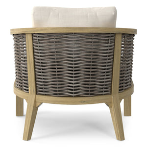 English Elm Parkside Handwoven Outdoor Conversation Chairs Set of 2 - Natural Beige Acacia Wood, Weather‑Resistant Cushions B136P159363