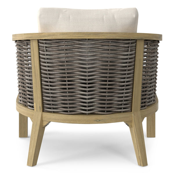 English Elm Parkside Handwoven Outdoor Conversation Chairs Set of 2 - Natural Beige Acacia Wood, Weather‑Resistant Cushions B136P159363