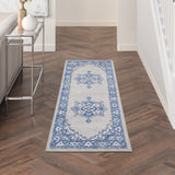 Nourison Whimsicle WHS03 Machine Made Power-loomed Ornamental Border Indoor Only Farmhouse Bohemian Rug Grey Blue, Grey Blue 100% Polypropylene 99446831378