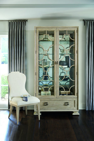 Bernhardt Bernhardt Art Deco Chain Tray By Shayla Copas — Gold Leaf Wood & Glass Vanity Serving Tray, 22.5×15" 385561