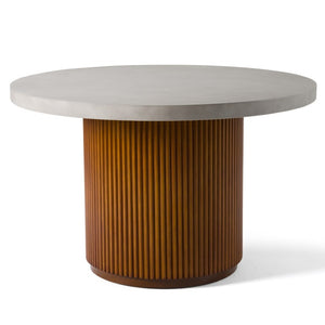 VIG Furniture Duncan Modern Round Dining Table With Grey Faux Concrete Top & Light Walnut Pedestal, Seats 6 VGMC-GF-1C008