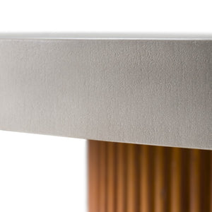 VIG Furniture Duncan Modern Round Dining Table With Grey Faux Concrete Top & Light Walnut Pedestal, Seats 6 VGMC-GF-1C008