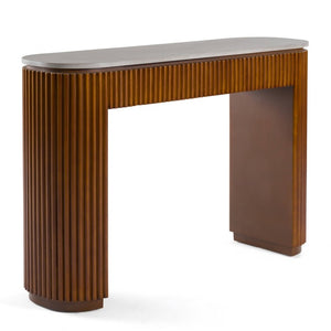 VIG Furniture Duncan Faux Concrete And Walnut Console Table — Compact 47.2" Hallway Console, No Assembly, Modern Transitional Style VGMC-GF-1A024