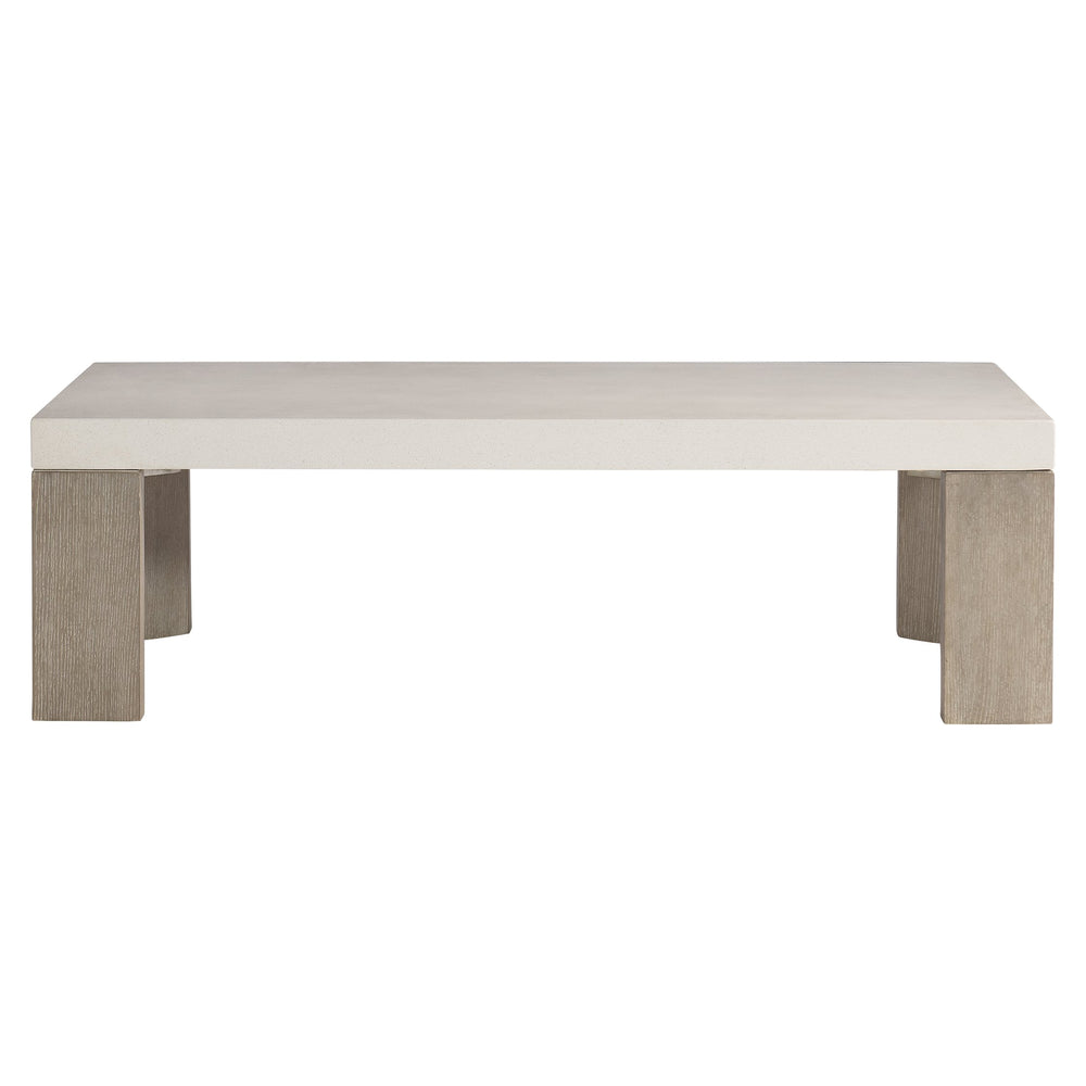 Bernhardt Bernhardt Lorenzo Cast Grc Cocktail Table With Vintage Cream Top & Quartered White Oak Flint Base 465021