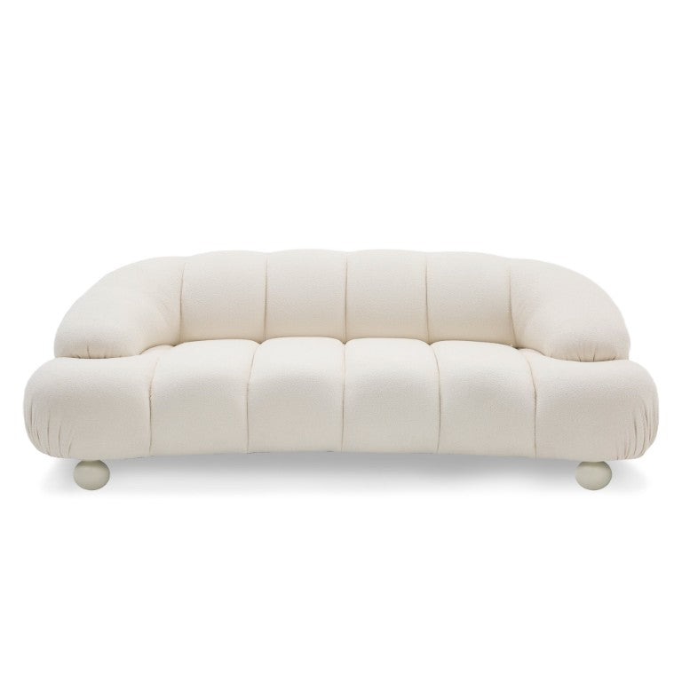 VIG Furniture Duran White Fabric Loveseat Sofa With Rounded Cushions, Birch Legs & Durable Polyester Upholstery VGOD-ZW-23002A-LOVE-WHT