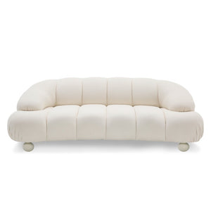 VIG Furniture Duran White Fabric Loveseat Sofa With Rounded Cushions, Birch Legs & Durable Polyester Upholstery VGOD-ZW-23002A-LOVE-WHT
